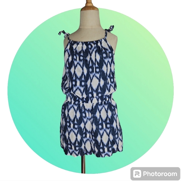 Gap Kids Girls Romper Size Small Blue White 6-7 - Picture 1 of 5